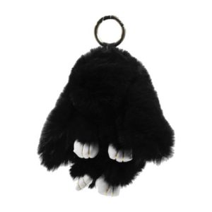 Хутряний брелок "Кролик", чорний (23 см)