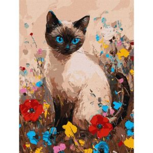 Картина по номерах "Кішечка у квітах" 30х40 см