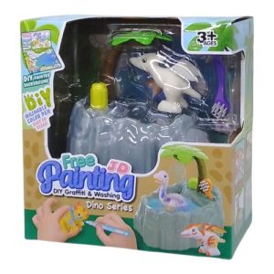 Набір для творчості "DIY Graffiti and Washing: Динозаври" 4 фігурки, подача води, 6 фломастерів, ванночка, щіточка