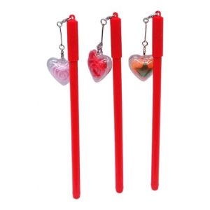 Ручка кулькова з підвіскою "Серце з квіткою", мікс, 1 штука