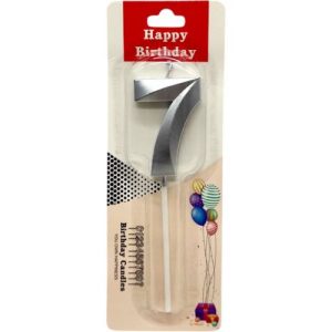 Свічка для торта "Цифра 7" срібляста