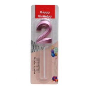 Свічка для торта "Цифра 2" металік, фіолетова