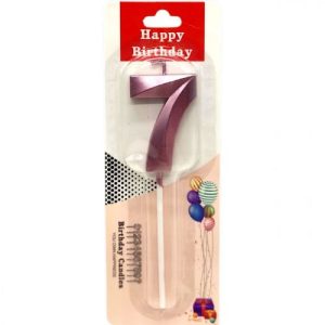 Свічка для торта "Цифра 7" металік, фіолетова