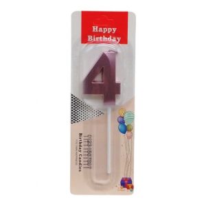 Свічка для торта "Цифра 4" металік, фіолетова