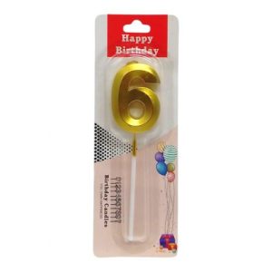 Свічка-цифра 6 металік золото