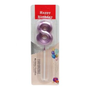 Свічка для торта "Цифра 8" металік, фіолетова