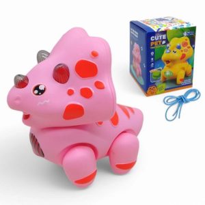 Музична іграшка "Динозавр Трицератопс", світло, музика, ходить (рожевий)