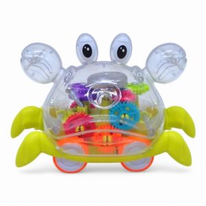 Інерційна іграшка "Краб" на колесиках, з шестернями, світло, дзвоник (жовтий)