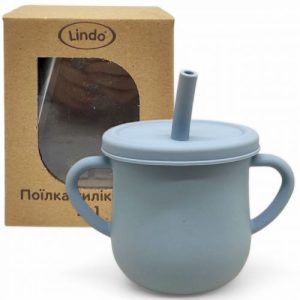 Поїлка силіконова 2 в 1, 150 мл (сіра)