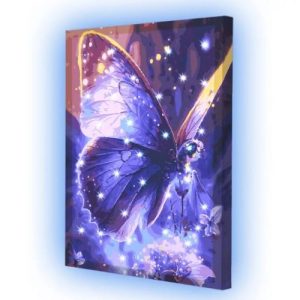Картина по номерах  з гірляндою "Сяючі крильця" 40x50 см