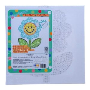 Картина за номерами, з ватними паличками "Крапкова творчість. Квітка" (25х25 см)