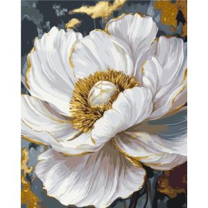 Картина по номерах з фарбами металік "Біла півонія" 40х50 см