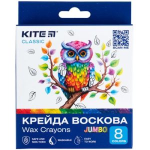 Крейда воскова Jumbo, 8 кольорів Kite Classic