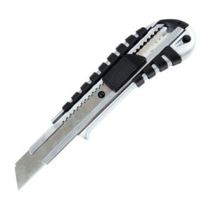 Ніж канцел, металевий (Zn), гум.вставки, 18мм, авто-фіксатор