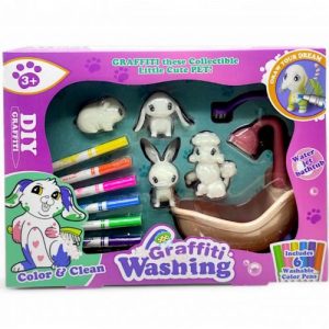 Набір для творчості "Graffiti Washing" 4 флоксові фігурки, помпова подача , 6 фломастерів, ванночка, щіточка
