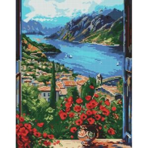 Алмазна мозаїка "Пристань у горах" 40х50 см