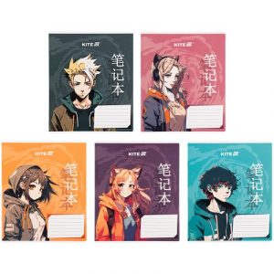 Зошит 18 арк., кл., гібр. лак + УФ лак, Kite Anime