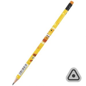 Олівець графітний з гумкою, тригранний GF