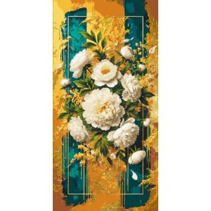 Картина по номерах з фарбами металік "Яскраві квіти" 40х80 см