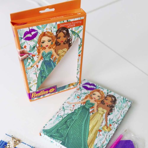 Блокнот А5 Діамантовий розпис у твердій палітурці Besties (помаранчевий)