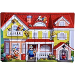 Деревʼяний пазл "Котячий будиночок" (48х32 см), 176 дет