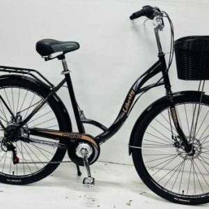 Велосипед міський Corso «Liberty» 28’’ дюймів + КОШИK, ЧОРНИЙ, сталева рама 20``, Shimano 7 швидкостей, корзина, багажник