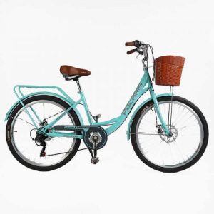 Велосипед міський Corso «Polaris» 26`` PS-63909 + КОШИК сталева рама 16.5``, Shimano 7 швидкостей, корзина, багажник