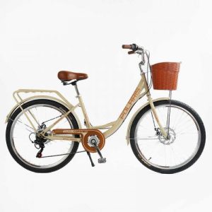 Велосипед міський Corso «Polaris» 26`` PS-72411 + КОШИК сталева рама 16.5``, Shimano 7 швидкостей, корзина, багажник