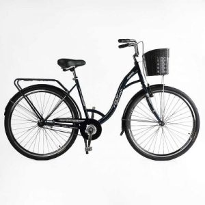 Велосипед міський Corso «FORTUNA» 28`` FR-28083 + КОШИК ТЕМНО-ЗЕЛЕНИЙ, одношвидкісний, сталева рама 20``, корзина, багажник