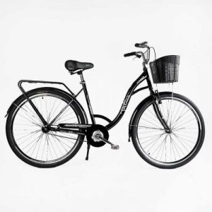 Велосипед міський Corso «FORTUNA» 28`` FR-28175 + КОШИК ЧОРНИЙ, одношвидкісний, сталева рама 20``, корзина, багажник