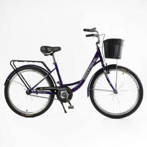 Велосипед міський Corso «TRAVEL» 26``, одношвидкісний, сталева рама 16.5``, корзина, багажник