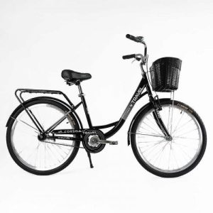 Велосипед міський Corso «TRAVEL» 26``, одношвидкісний, сталева рама 16.5``, корзина, багажник