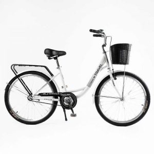 Велосипед міський Corso «TRAVEL» 26`` одношвидкісний, сталева рама 16.5``, корзина, багажник