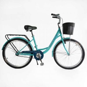 Велосипед міський Corso «TRAVEL» 26`` одношвидкісний, сталева рама 16.5``, корзина, багажник