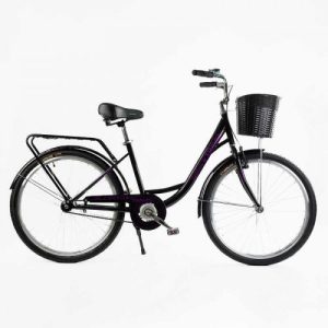 Велосипед міський Corso «TRAVEL» 26`` одношвидкісний, сталева рама 16.5``, корзина, багажник
