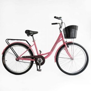 Велосипед міський Corso «TRAVEL» 26``одношвидкісний, сталева рама 16.5``, корзина, багажник