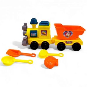 Потяг з пісочним набором (лопатка, грабельки, сито, формочка), мікс кольорів