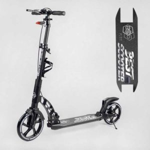 Самокат двоколісний "Best Scooter" (ФАРА, переднє колесо PU 230 мм, заднє колесо 200 мм, 2 амортизатори, дискове гальмо, затискач керма)