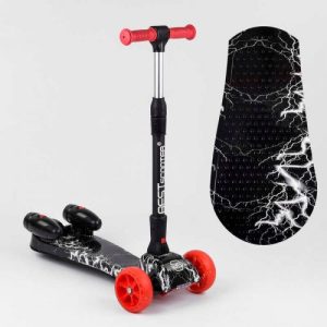 Самокат "Best Scooter. MAXI" (з парогенератором, МУЗИКА, ДИМ, ТУРБІНИ, пластмасовий, колеса PU 120х40мм, складне алюмінієве кермо, в коробці