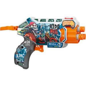 Пістолет іграшковий "Ride Well", механічний, з барабаном та мʼякими набоями, 15 см