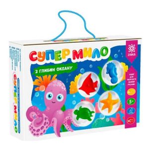 Супер-мило "З глибин океану" (мильна основа, масло, барвники, фігурна формочка, стаканчики, ложечка, шпатель)