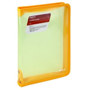 Папка об'ємна на блискавці B5, прозора жовта