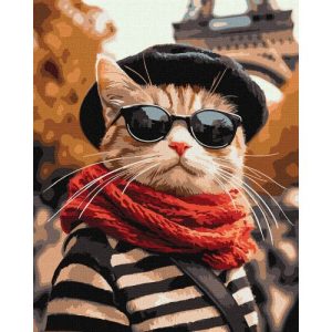 Картина по номерах "Пухнастик у Парижі" 40х50 см