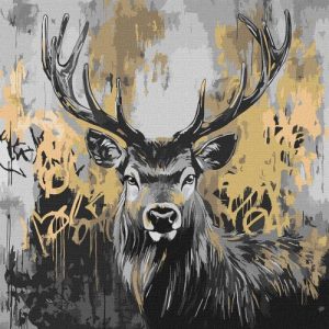 Картина за номерами з фарбами металiк "Золотий олень" 40х40 см