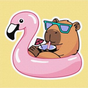 Картина за номерами "Капібара у відпустці" 40х40 см