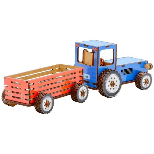 Деревʼяний 3D конструктор "Трактор" 69 деталей