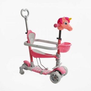 Самокат 5в1 "Best Scooter", з ДОП. КОЛЕСАМИ, захисний бампер, PU колеса зі світлом, в коробці