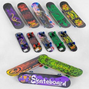 Скейт, ВИДАЄТЬСЯ ТІЛЬКИ МІКС ВИДІВ, 8 видів, колесо d = 5cm, PVC, довжина дошки = 60см