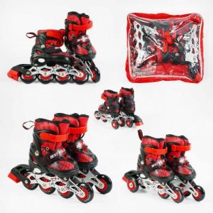 Ролики (розмір 26-28; колір ЧЕРВОНИЙ, колеса PVC, устілка – 15-16.5 см, d колес – 6 см, переднє зі світлом, переставні колеса) в коробці