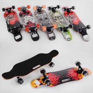 Скейт (6 видів, колеса світяться PU d = 6 см, 6 шарів канадського клена, підшипники ABEC-9, дека з ручкою)